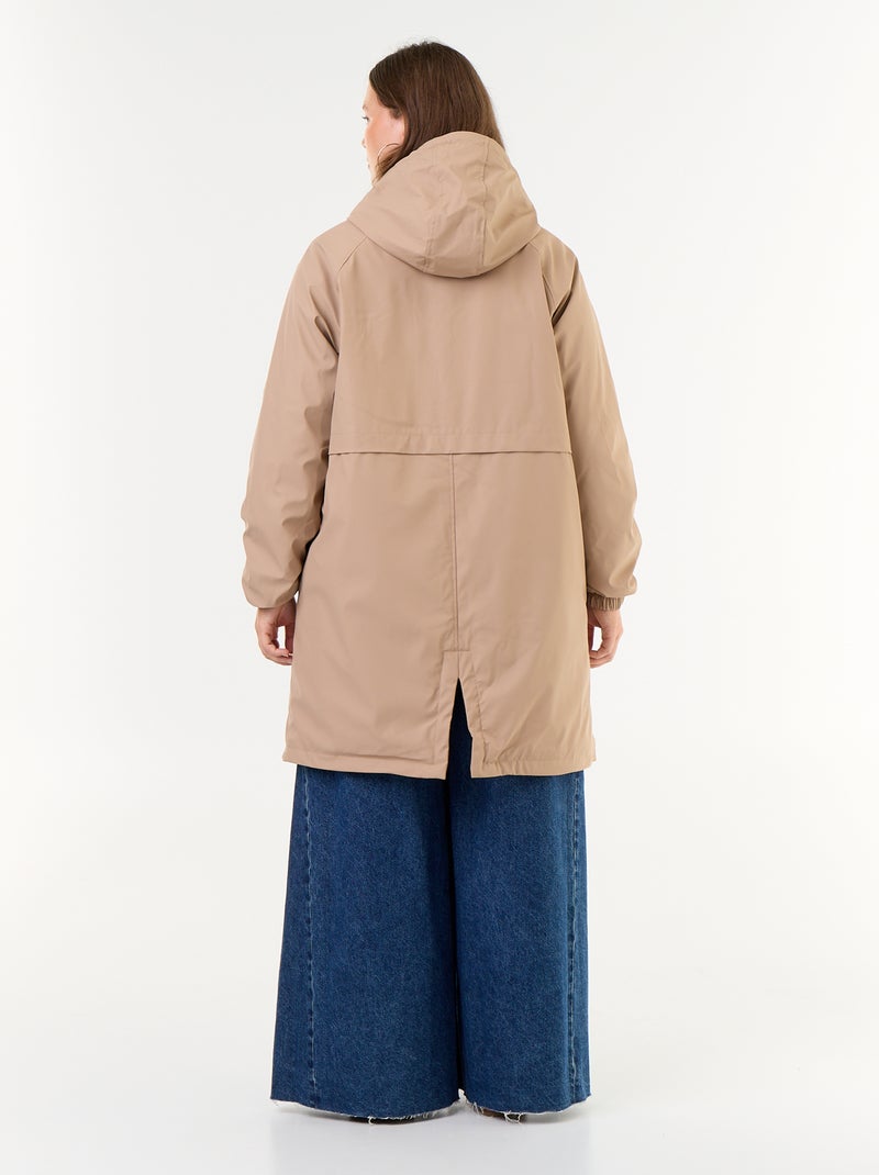 Parka gummy forrada com capuz Castanho - Kiabi