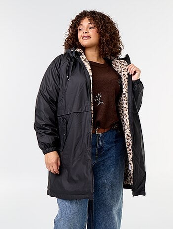 Parka gummy forrada com capuz