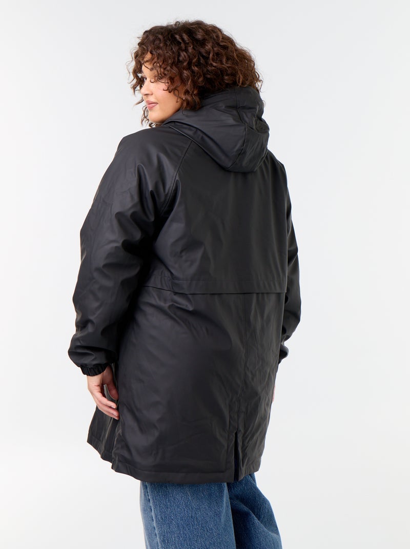Parka gummy forrada com capuz Preto - Kiabi