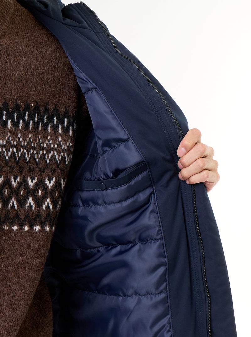 Parka impermeável com capuz Azul - Kiabi