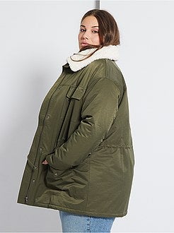Parka impermeável com gola sherpa - Kiabi