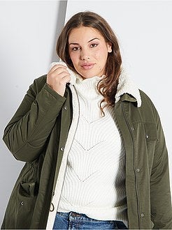 Parka impermeável com gola sherpa - Kiabi