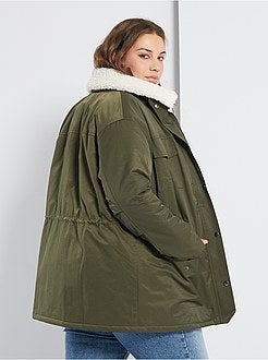 Parka impermeável com gola sherpa - Kiabi