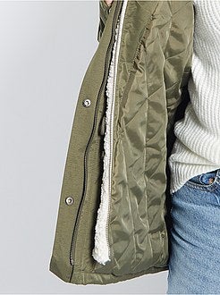 Parka impermeável com gola sherpa - Kiabi