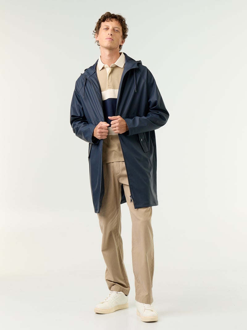 Parka impermeável comprida Azul - Kiabi