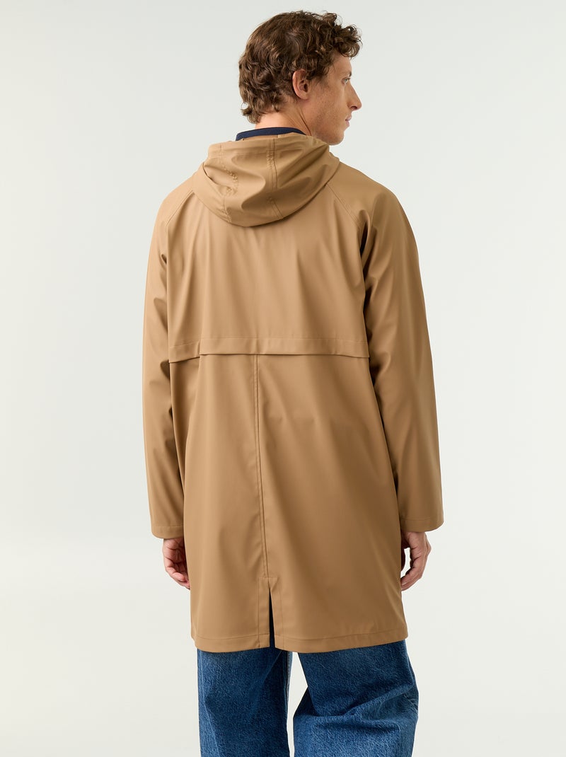 Parka impermeável comprida Bege - Kiabi