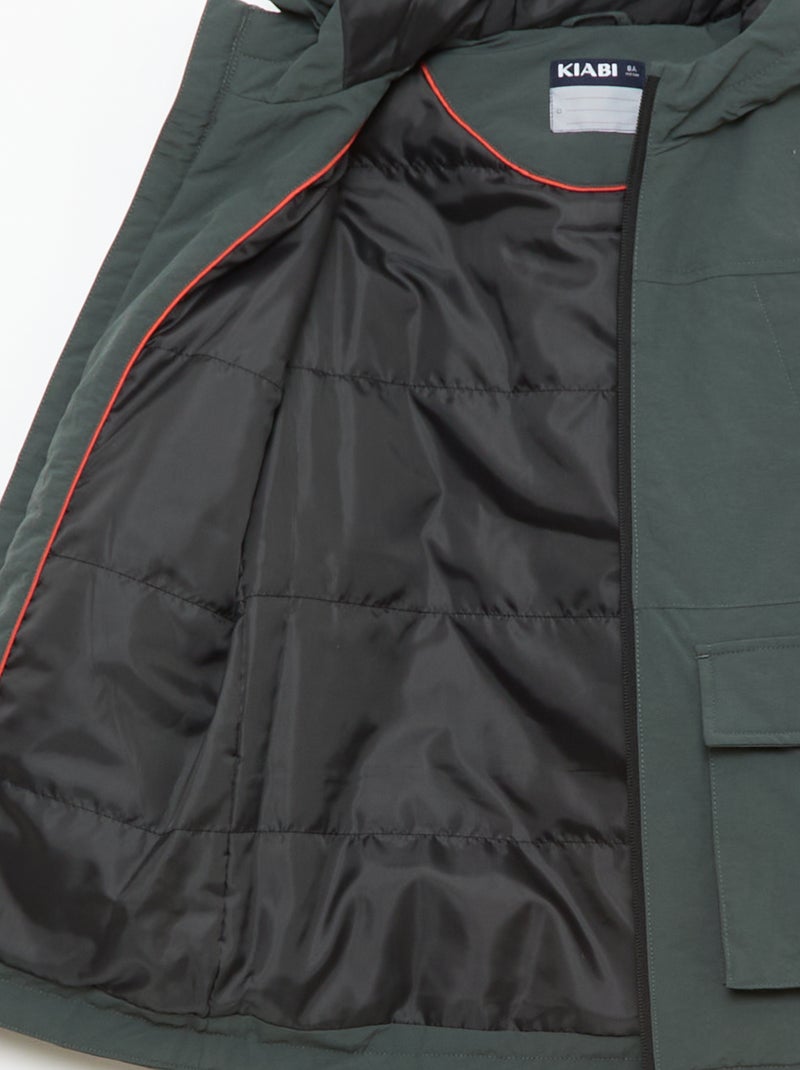 Parka leve com capuz e 2 bolsos de fole com aba Verde - Kiabi