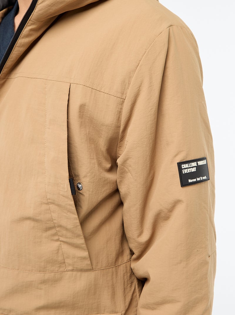 Parka leve com capuz repelente à água Bege - Kiabi