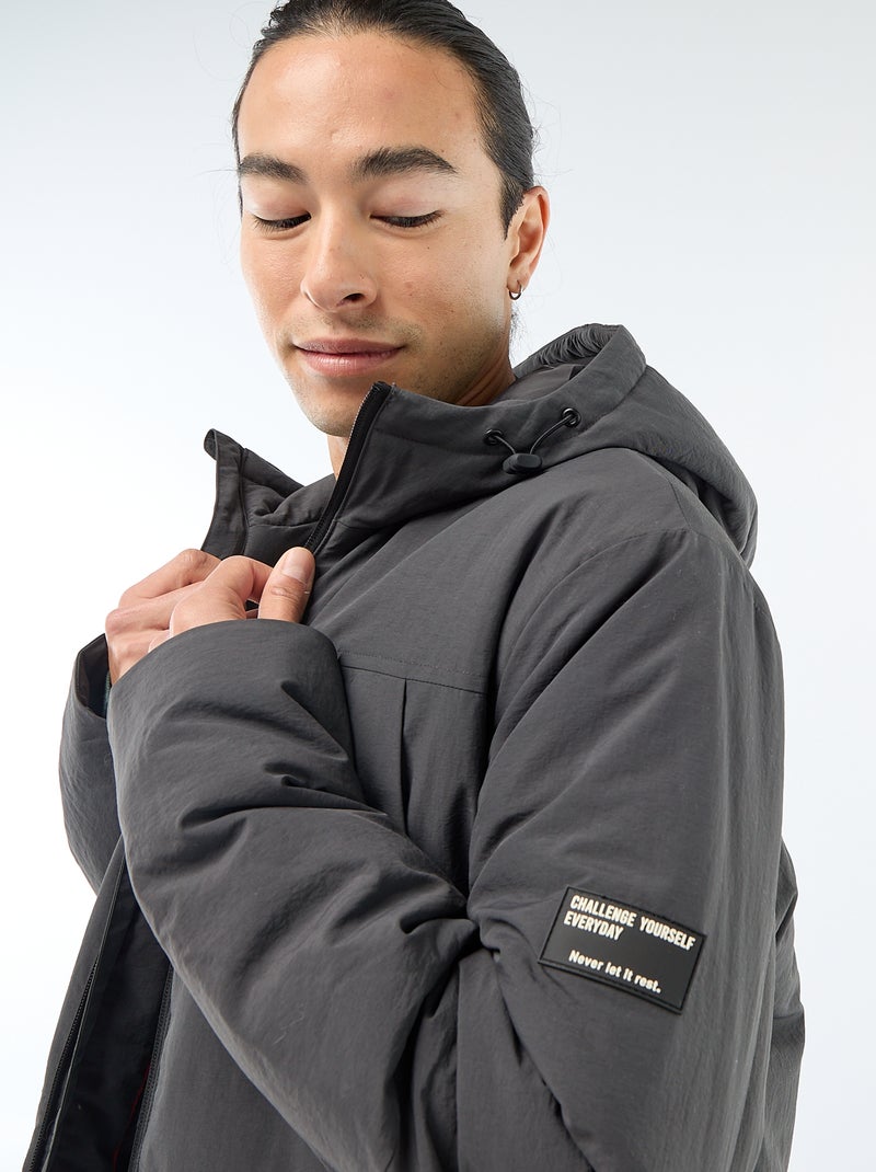 Parka leve com capuz repelente à água Preto - Kiabi