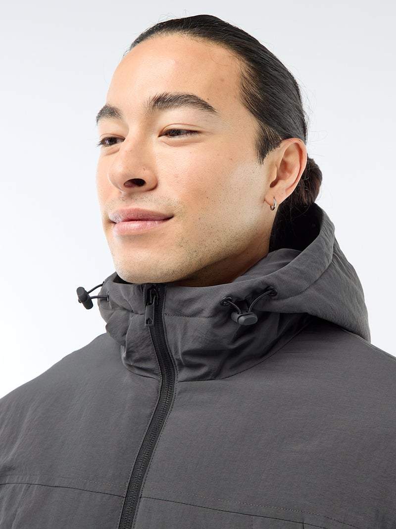 Parka leve com capuz repelente à água Preto - Kiabi