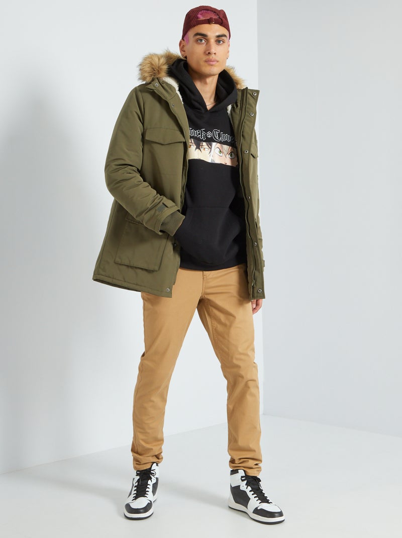 Parka lisa com capuz CAQUI - Kiabi