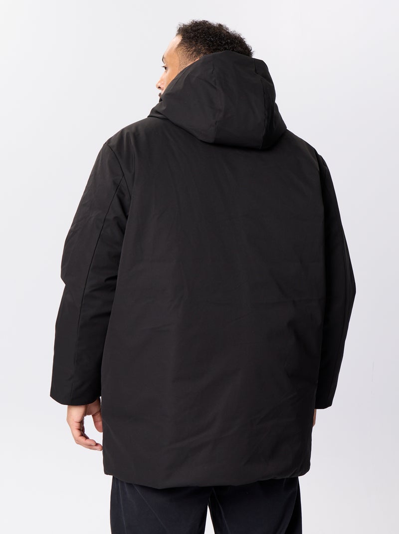 Parka lisa com capuz Preto - Kiabi