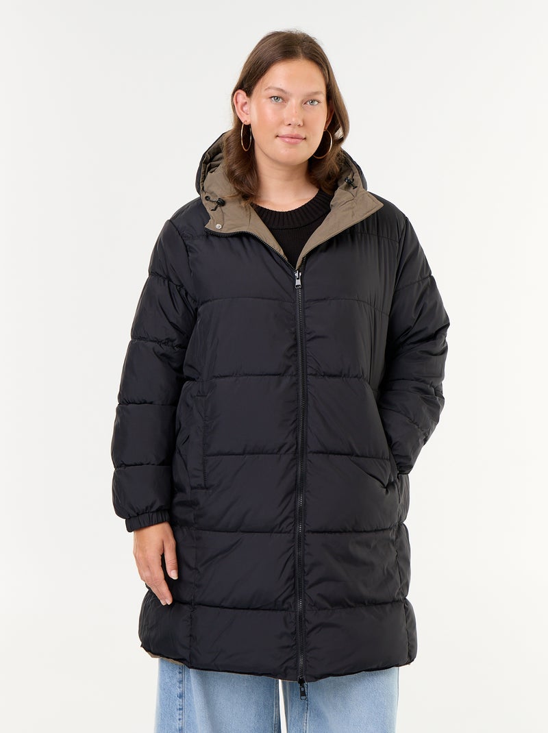 Parka lisa com capuz Verde - Kiabi