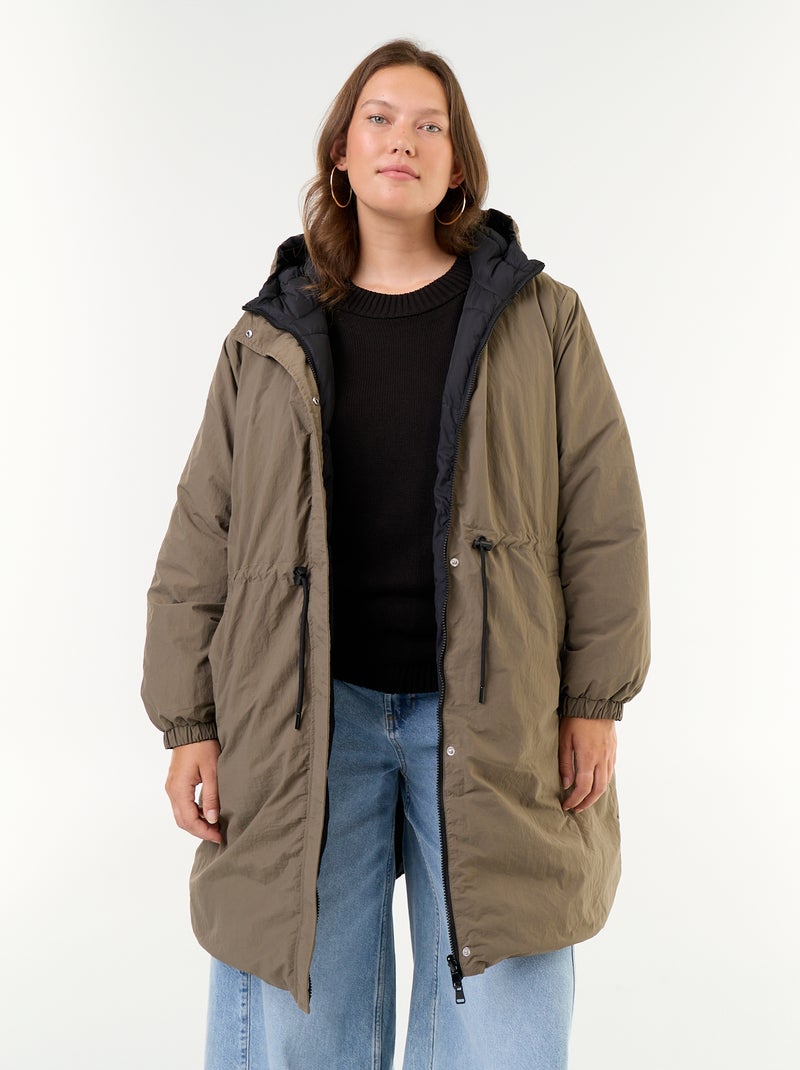 Parka lisa com capuz Verde - Kiabi