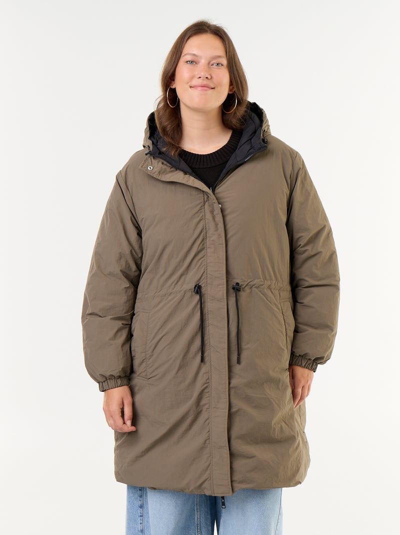 Parka lisa com capuz Verde - Kiabi