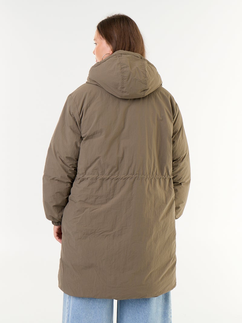Parka lisa com capuz Verde - Kiabi