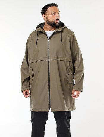 Parka lisa comprida e repelente de água com capuz