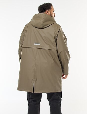 Parka lisa comprida e repelente de água com capuz