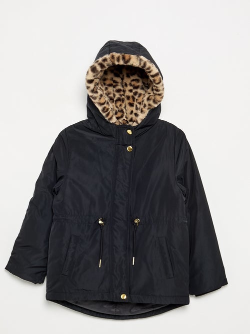 Parka macia com capuz e pelo sintético - Kiabi