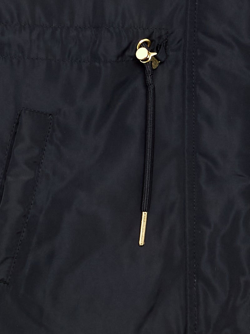 Parka macia com capuz e pelo sintético Preto - Kiabi