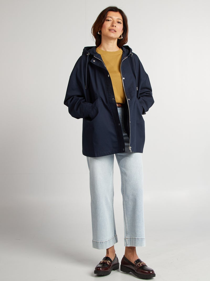 Parka oversize com capuz impermeável AZUL - Kiabi