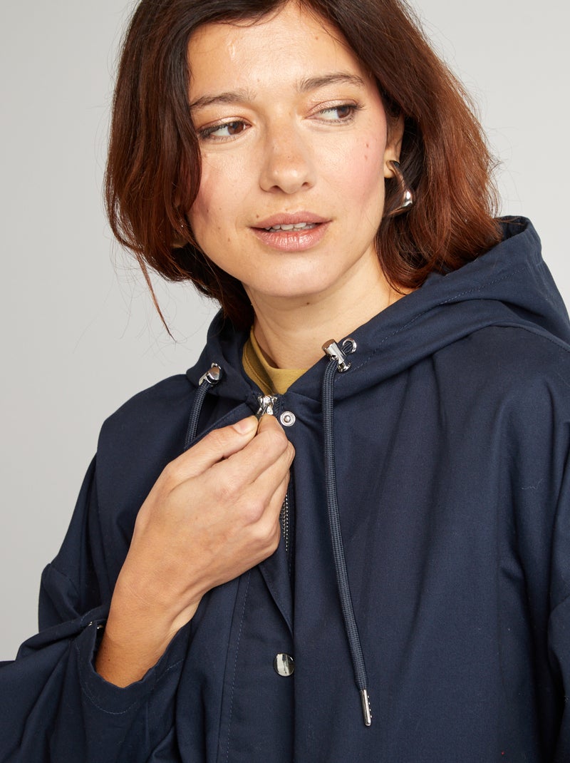 Parka oversize com capuz impermeável AZUL - Kiabi