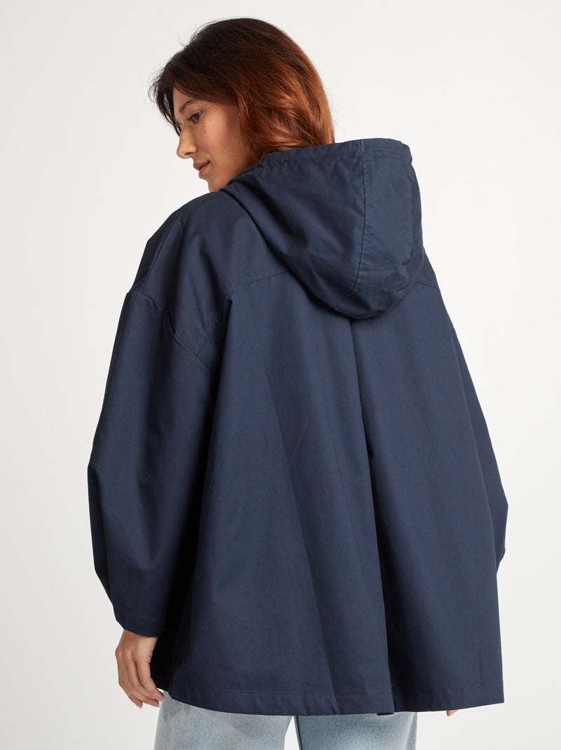 Parka oversize com capuz impermeável AZUL - Kiabi