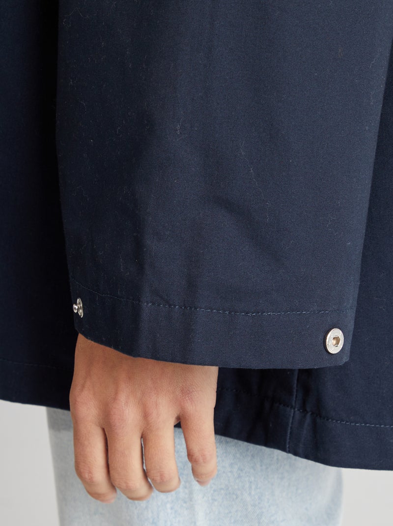 Parka oversize com capuz impermeável AZUL - Kiabi
