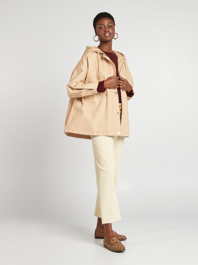 Parka oversize com capuz impermeável BEGE - Kiabi