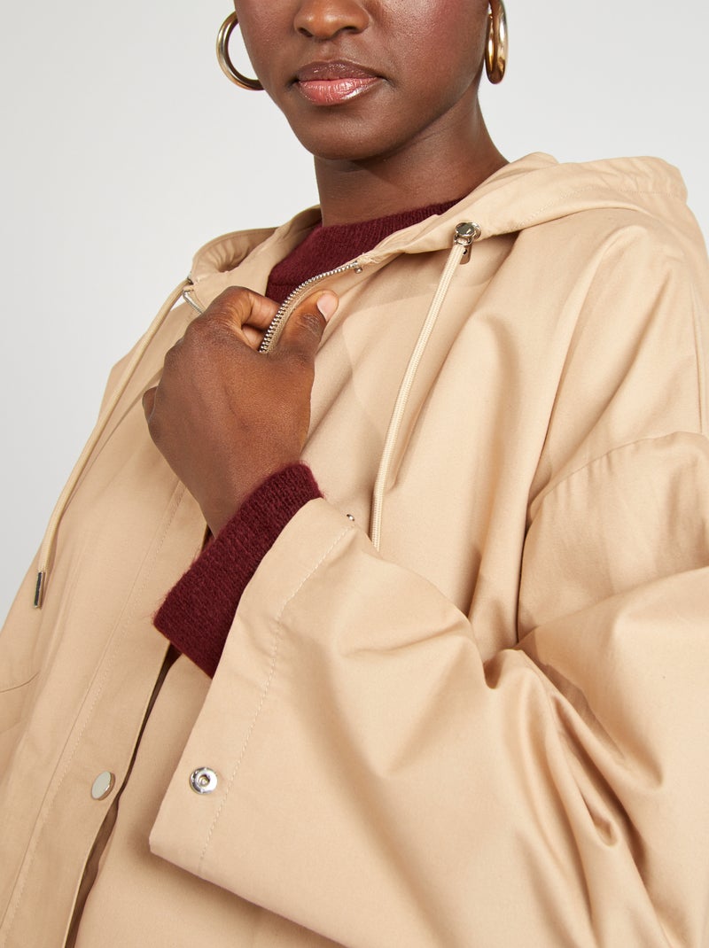 Parka oversize com capuz impermeável BEGE - Kiabi