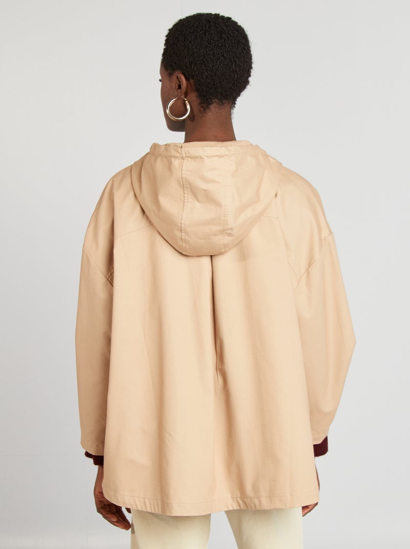 Parka oversize com capuz impermeável BEGE - Kiabi