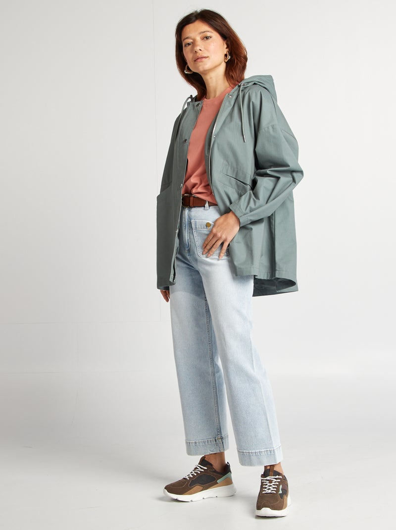 Parka oversize com capuz impermeável VERDE - Kiabi