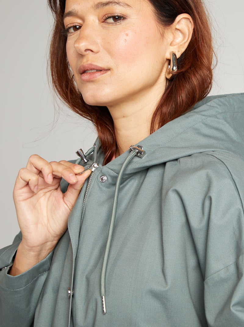 Parka oversize com capuz impermeável VERDE - Kiabi