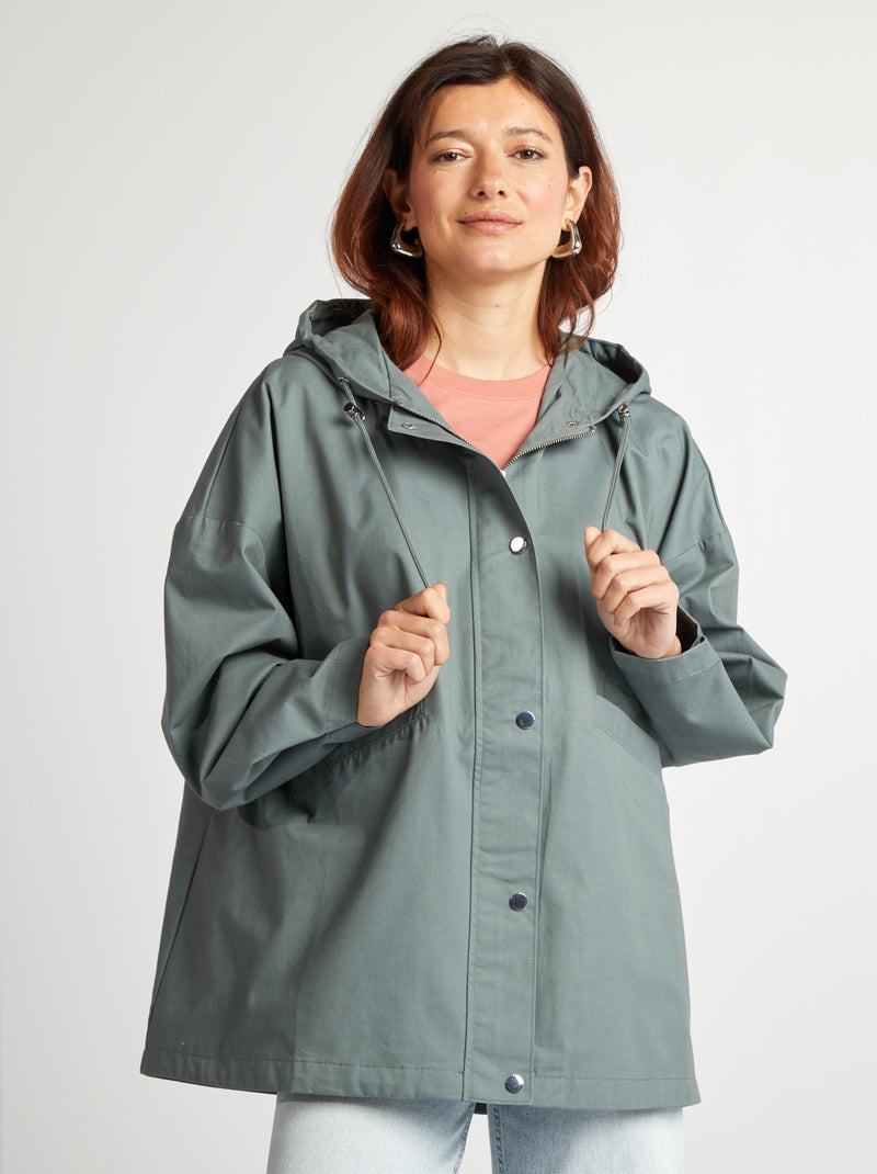 Parka oversize com capuz impermeável VERDE - Kiabi