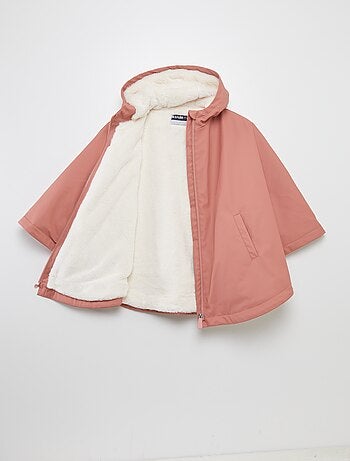 Parka poncho em pelo sintético - coleção fácil de vestir