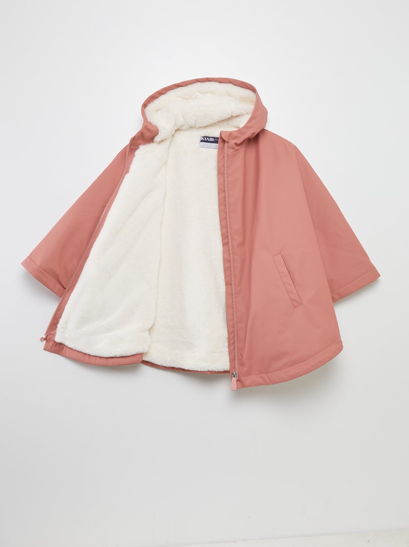 Parka poncho em pelo sintético - coleção fácil de vestir ROSA - Kiabi