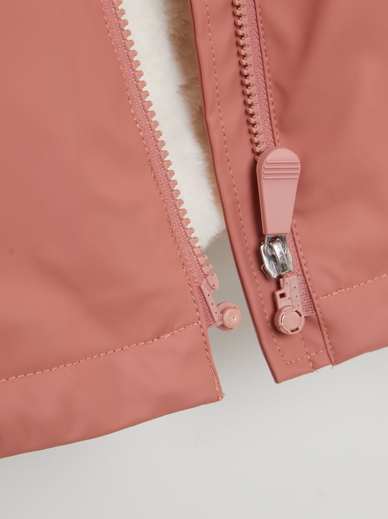 Parka poncho em pelo sintético - coleção fácil de vestir ROSA - Kiabi