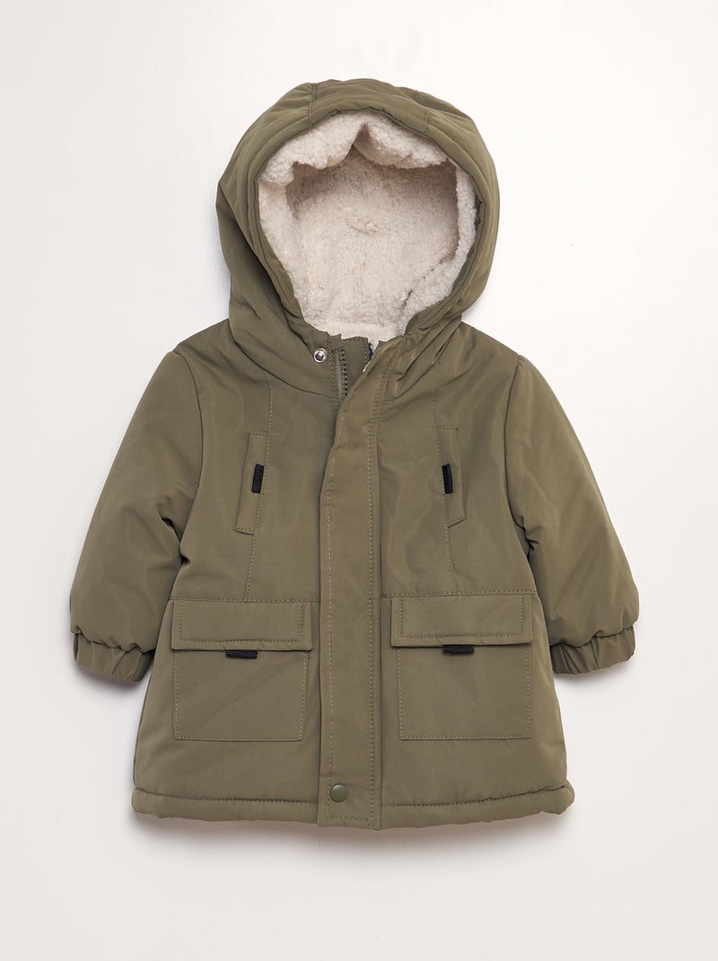 Parka quente com capuz CAQUI - Kiabi