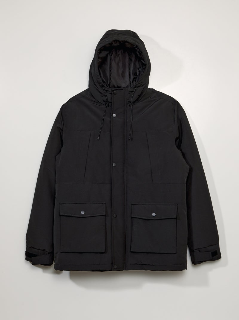 Parka quente com capuz Preto - Kiabi