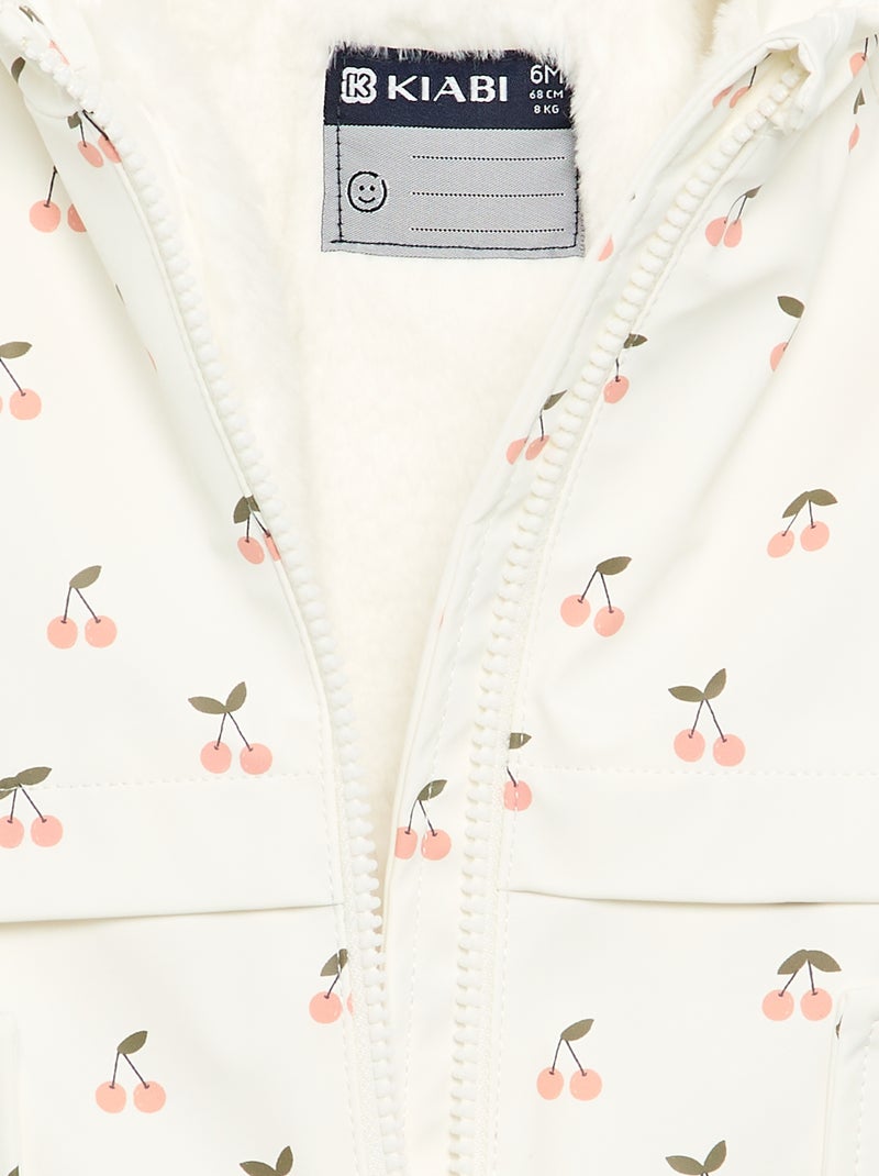 Parka repelente à água com capuz Branco - Kiabi