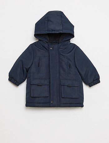 Parka repelente à água com capuz e forro efeito ovelha