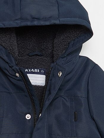 Parka repelente à água com capuz e forro efeito ovelha