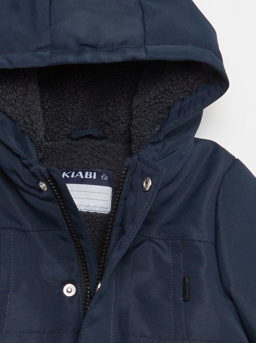 Parka repelente à água com capuz e forro efeito ovelha - Kiabi