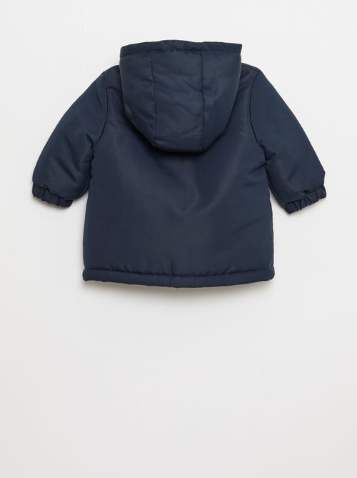 Parka repelente à água com capuz e forro efeito ovelha - Kiabi