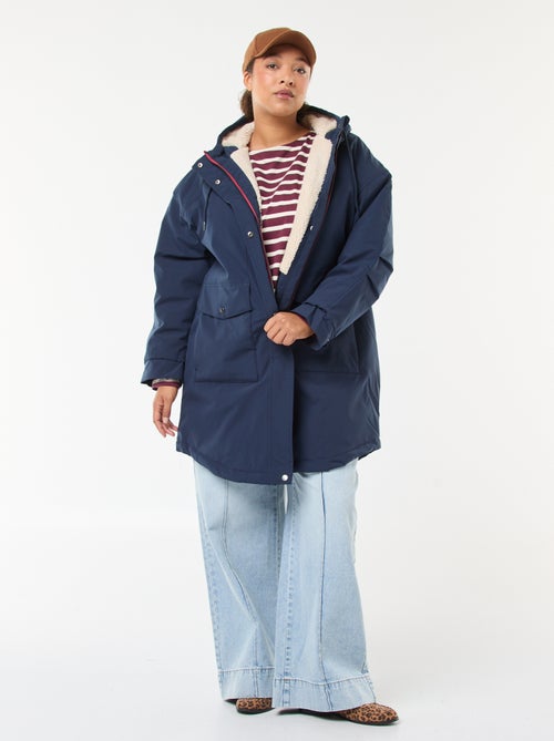 Parka repelente à água com capuz efeito ovelha - Kiabi