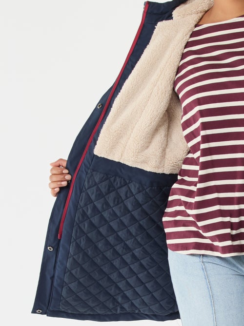 Parka repelente à água com capuz efeito ovelha - Kiabi