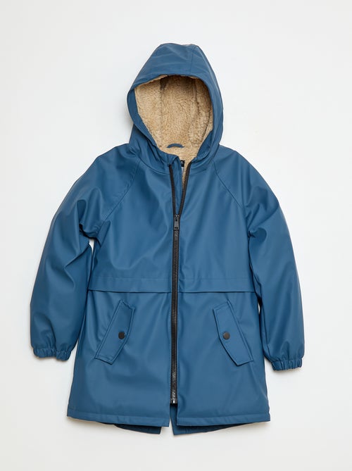 Parka repelente à água com capuz efeito pele de carneiro - Kiabi