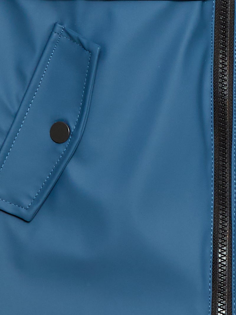 Parka repelente à água com capuz efeito pele de carneiro Azul - Kiabi