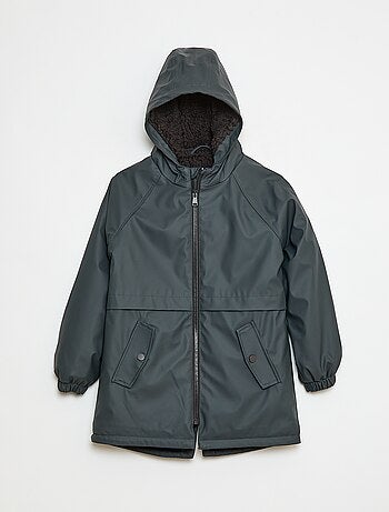 Parka repelente de água com capuz efeito pele de ovelha