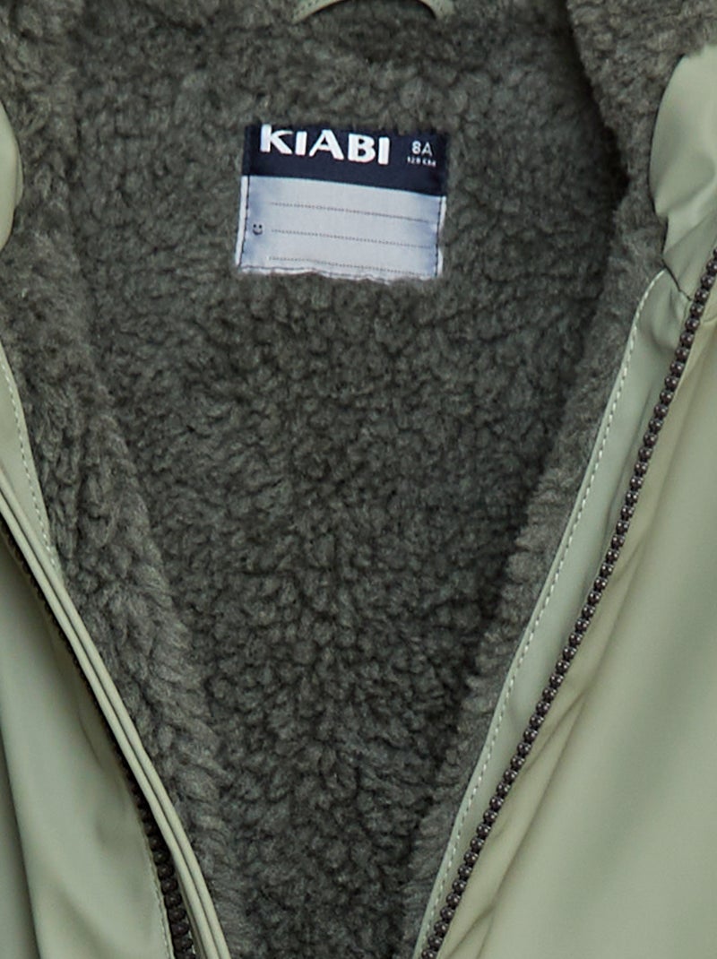 Parka repelente de água com capuz efeito shearling Caqui - Kiabi